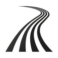A black and white image of a road with a curve vector