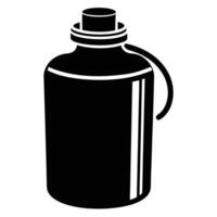 A black and white illustration of a bottle vector