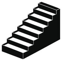 A black and white illustration of a set of stairs vector