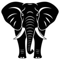 An elephant is shown in black and white vector