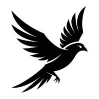 A black bird flying in the air on a white background vector