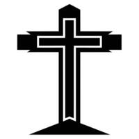 A cross is shown in black and white vector