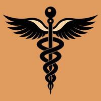 A black and gold medical symbol on an orange background vector