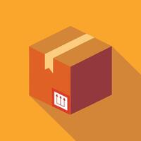 A flat icon of a box with a red ribbon vector