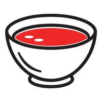 A bowl of soup with red liquid in it vector