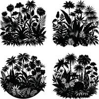 Flower Outline Bundle Ornamental Monochrome Flower Elements Digital Set for Illustration and Creations vector