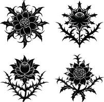 Floral Shadow Bundle Stylish Black Flower Elements Scalable Assortment for Design and Projects vector