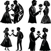 Floral Silhouette Bundle Stylish Dark Flower Graphics Digital Group for Artwork and Crafts vector