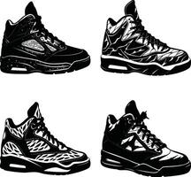 Sneakers Bundle Silhouette Style Shoes for Print Use vector