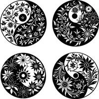 Flower Shadow Pack Decorative Black Flower Elements Scalable Group for Design and Creations vector
