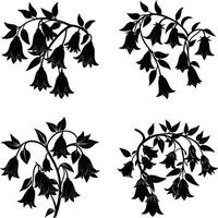 Botanical Silhouette Bundle Stylish Monochrome Flower Ornaments Scalable Group for Illustration and Projects vector