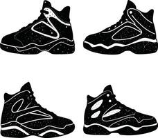 Shoes Silhouette Set Sport Sneakers Bundle for Print and Design vector