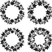 Flower Shadow Bundle Ornamental Black Flower Graphics Assortment for Artwork and Projects vector