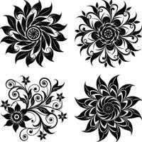 Flower Shadow Pack Decorative Dark Flower Graphics Digital Assortment for Artwork and Projects vector