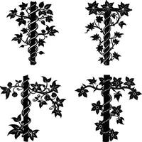 Flower Outline Pack Decorative Monochrome Flower Elements Group for Design and Creations vector