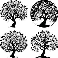 Floral Silhouette Bundle Ornamental Monochrome Flower Ornaments Scalable Group for Design and Creations vector
