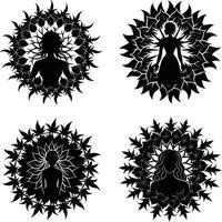 Botanical Outline Pack Decorative Black Flower Graphics Set for Artwork and Projects vector