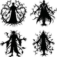 Floral Outline Pack Stylish Monochrome Flower Elements Set for Artwork and Projects vector