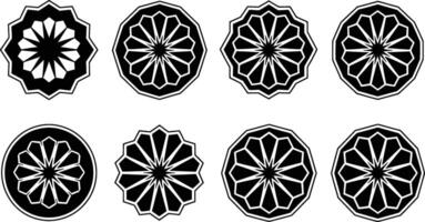 Geometric floral pattern ornaments in black and white design elements set vector