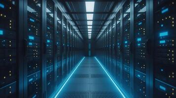 Data Center Modern Server Room with Advanced IT Infrastructure photo