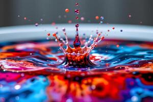 Vibrant Colorful Liquid Drop Impact Abstract Background Splash Photography photo