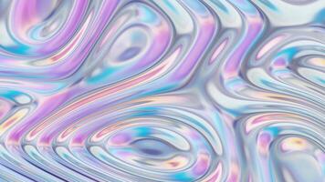 Abstract fluid texture of swirling liquid chrome metal waves with motion light effect. Seamless looping . 4k psychedelic hypnotic graphics dynamic iridescent holographic background video