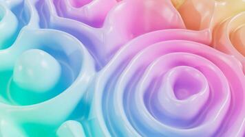 Abstract plastic 3D colorful turbulent gradient background with liquid style waves. Seamless looping . 4k abstract motion graphics dynamic rainbow background video