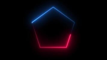 Neon animation in center Animated black background video