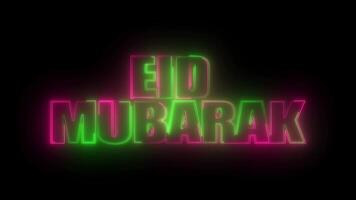 text neon animation eid mubarak black background video