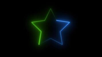 Neon star animation in center Animated black background video