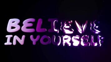 Minimal motivational typography animation with the phrase Believe in Yourself video