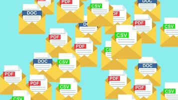 animation pop up email showing document.Concepts of approval, acceptance and showing satisfaction. Poping sign animation video