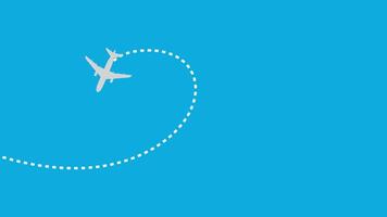 animación volador avión con ruta destino. turismo y viaje concepto. viaje en avión mapa. aire avión vuelo ruta con comienzo punto video