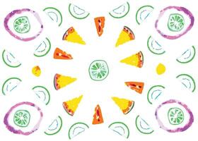 Seamless pattern of cute fruit and vegetable icons vector