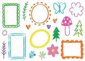 A vibrant collection of Easter eggs with decorative frames and vintage design elements perfect for cards or scrapbook invitations vector