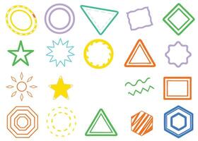 Abstract web icon set with colorful button shapes, business logos, and internet arrows for modern design vector