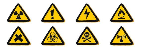 Triangle Danger Signs on a White background, illustration. vector