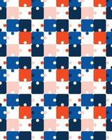 Abstract rounded puzzle pattern design with orange, blue and white color combination. vector