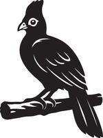 Bird perched on branch silhouette design, Minimal songbird on tree style vector