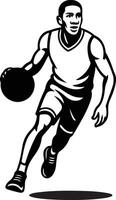 Basketball dribble motion art, player with ball in action vector
