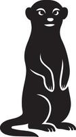 Meerkat silhouette simple black design, Standing meerkat animal minimal art vector