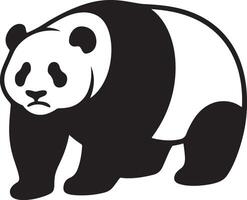 Sad panda silhouette black and white art, Emotional panda design for creative projects vector