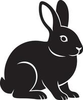 Simple rabbit silhouette animal, Bunny side view black and white design vector