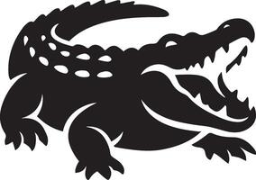 Aggressive alligator silhouette concept, Powerful reptile black line drawing vector