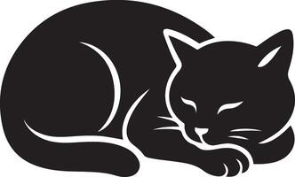 Sleeping cat design, relaxed feline silhouette vector