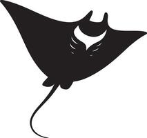 Elegant manta ray silhouette design, Sea creature smooth shape art vector