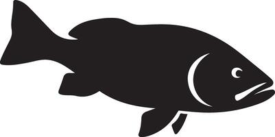 Fish black silhouette simple style, Minimal marine animal design concept vector