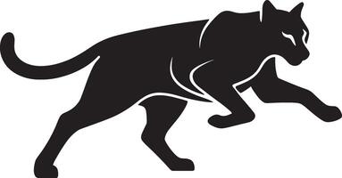 Black panther silhouette hunting pose, Powerful predator in stalking stance vector