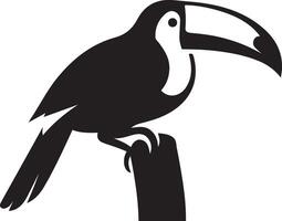 Toucan perched artwork, bird silhouette in minimal style vector