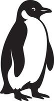 Penguin silhouette minimal black and white, Elegant penguin profile simple shape vector